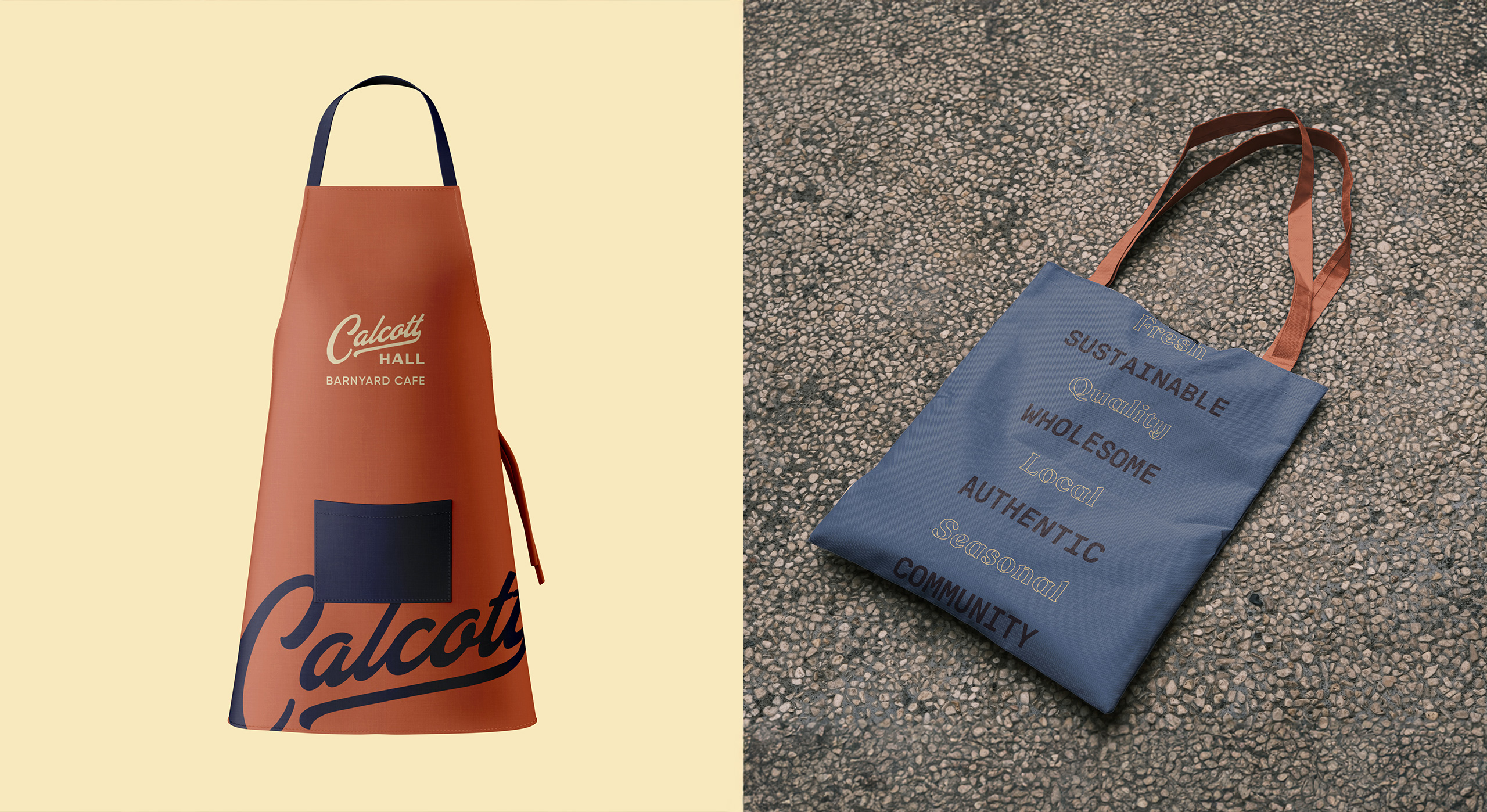 Calcott Hall Farm branded apparel and merchandise including t-shirts and tote bags