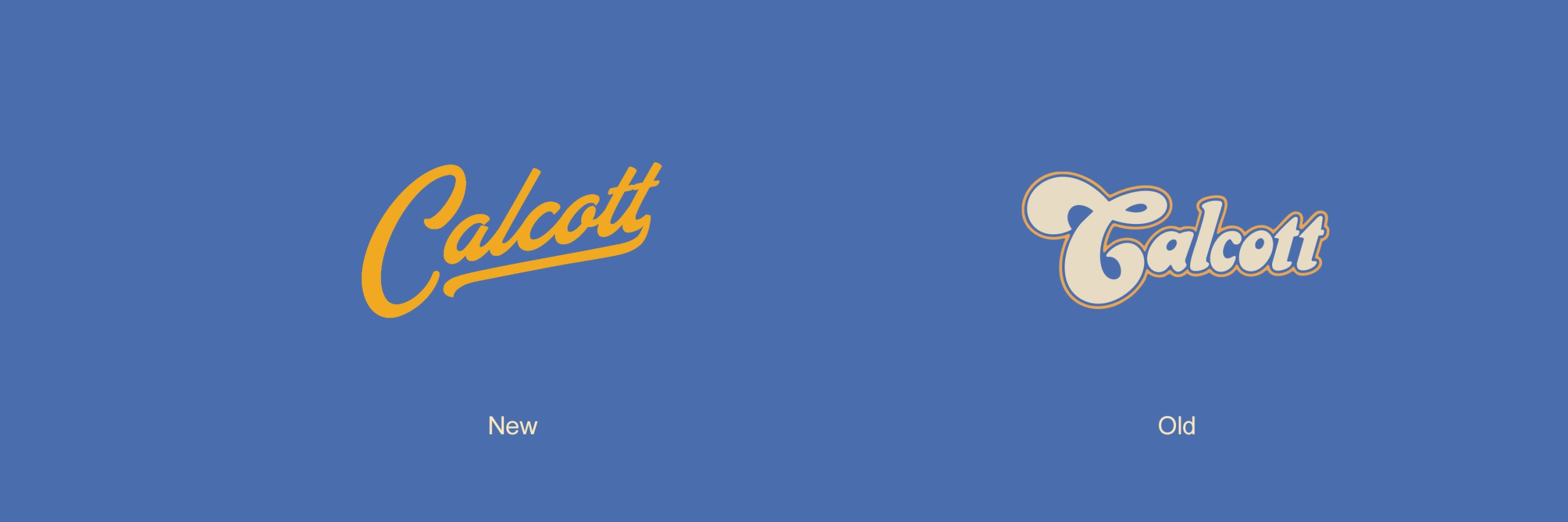 Evolution of the Calcott Hall Farm logo showing the original wordmark alongside the refreshed design.